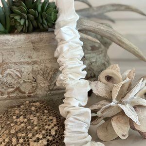 Removable Chandelier Chain Cover White Dupioni Silk 3FT Hook-Loop